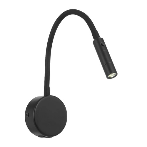 SOLIO BED SPOT WALL LIGHT 3wLED 3000K SWT HEAD W80 P30 H440 FLEX USB-C BLACK MATT
