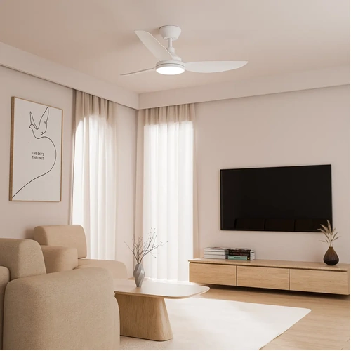 Sora DC 48" (1220mm) White 18W LED - All ABS, Quick Connect Blade system. Wall Controller & Remote included