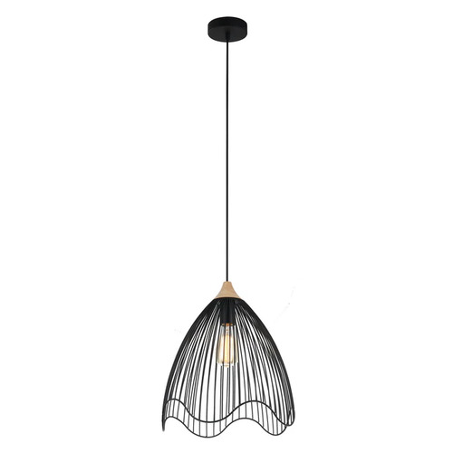 PENDANT ES Blk WIRE CONE w/wavy edge OD330mm