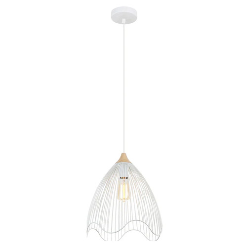 PENDANT ES Wh WIRE CONE w/wavy edge OD330mm