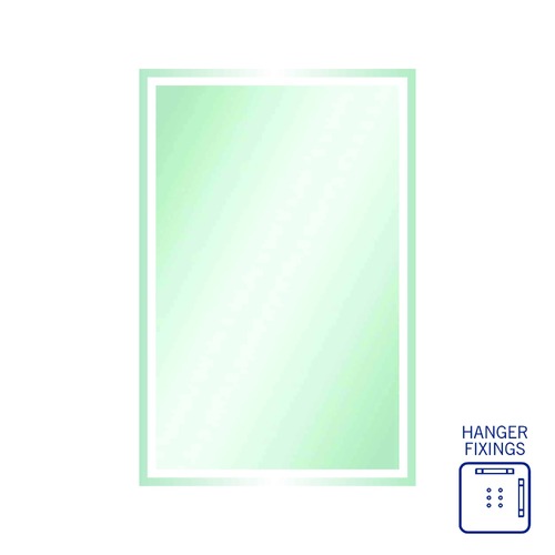 Sierra Rectangle Polished Edge Mirror with Sandblasted Border - 1200x800mm with Hangers