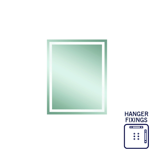 Sierra Rectangle Polished Edge Mirror with Sandblasted Border - 600x750mm with Hangers