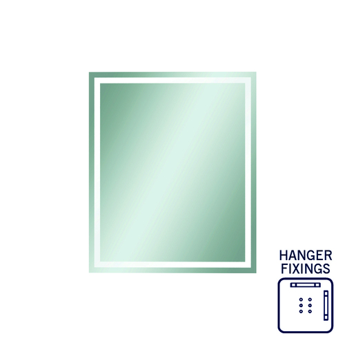 Sierra Rectangle Polished Edge Mirror with Sandblasted Border - 900x750mm with Hangers