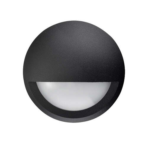 STEP S/M 240V 6W RND Blk 3K IP65 Eyelid OD98mm 480 Lm