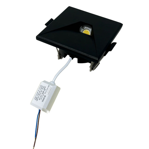 STEP Recessed 240V TRI Dim 5W 120 Lm Blk Eyelid Detachable SQ Faceplate IP20 L85mm