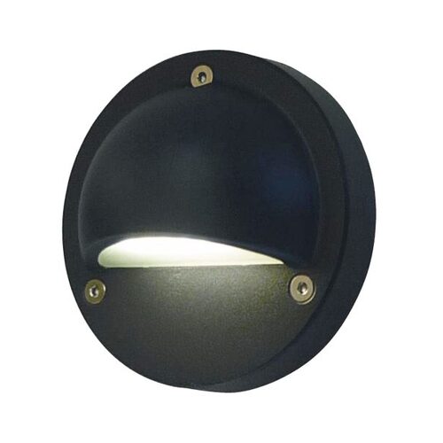 STEP S/M 240V 1W RND Blk 3K IP44 Eyelid OD104mm 144 Lm