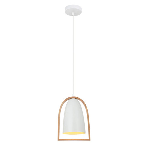 PENDANT ES Matt Wh ELLIPSE w/Wood Frame OD230mm