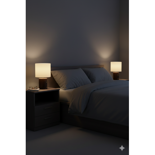 Simba Small Table Lamp Leather And White