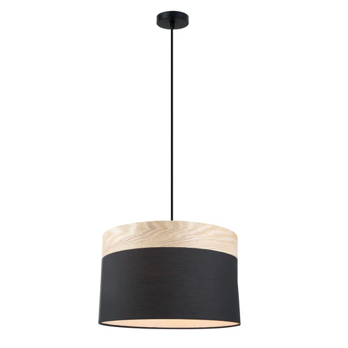 PENDANT ES Wh Cloth LGE RND w/Wood Veneer Trim OD400mm