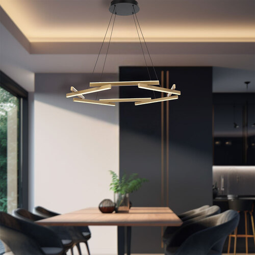 TARSON 1 TIER PENDANT 40wLED D:800 H:40 3000K NON-DIM WIRE:2M BLACK / GOLD