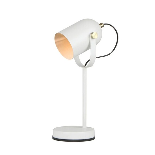 TABLE ES Matt WH ELLIPSE w/Ant Brass Highlight OD90mm (Shade) Adjustable Head