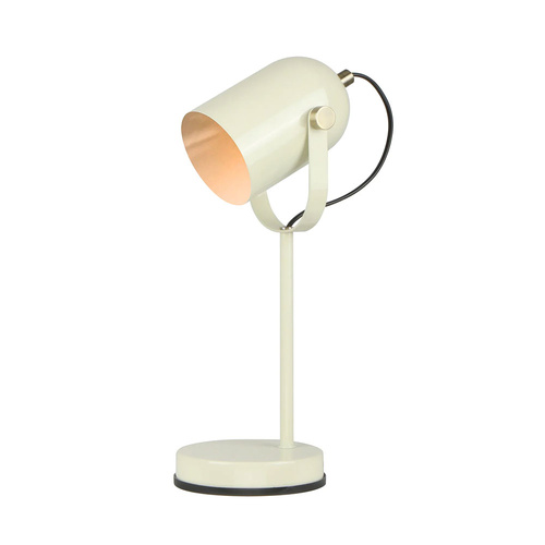 TABLE ES Glossy Cream ELLIPSE w/Ant Brass Highlight OD90mm (Shade) Adjustable Head