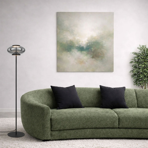 TEQUO FLOOR LAMP 20wLED 3000K D:300 H1500 610Lm FOOT SWT DIM BLACK/ SMOKE