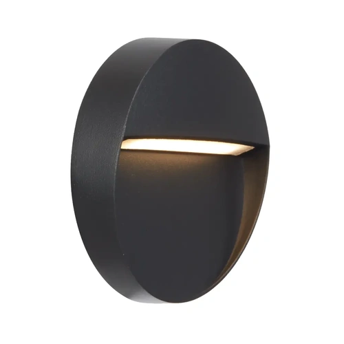 TERIN EXTERIOR ROUND WALL LAMP 24v3wLED D120 H30 IP65 120Lm 3000K cab.300 BLACK