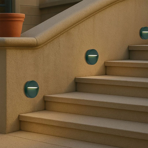 TERIN EXTERIOR ROUND WALL LAMP 24v3wLED D120 H30 IP65 120Lm 3000K cab.300 VERDE GREEN