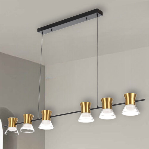 TIPICO 6 LTS PENDANT 6x6wLED L:1300 W:120 H:130 3000K NON-DIM cab 2M BLACK / GOLD