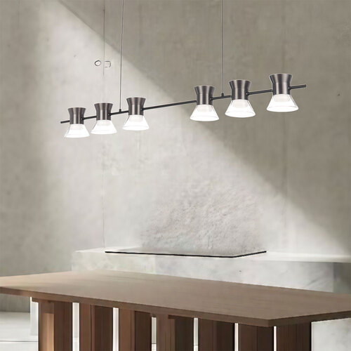 TIPICO 6 LTS PENDANT 6x6wLED L:1300 W:120 H:130 3000K NON-D cab 2M BLACK/GUN METAL