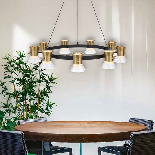 TIPICO 9 LTS PENDANT 9x6wLED D:890 H:130 3000K NON-DIM cab 2M BLACK / GOLD