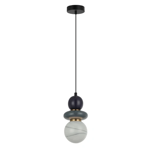 PENDANT G9 RND Sandblasted Opal Diffuser w/Grey & Purple Ceramic Bead Sphere OD120mm