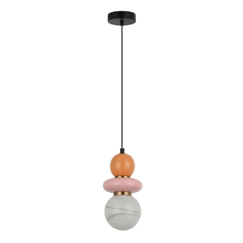 PENDANT G9 RND Sandblasted Opal Diffuser w/Pink & Peach Ceramic Bead Sphere OD120mm