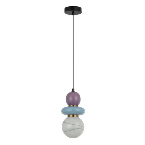 PENDANT G9 RND Sandblasted Opal Diffuser w/Blue & Violet Ceramic Bead Sphere OD120mm