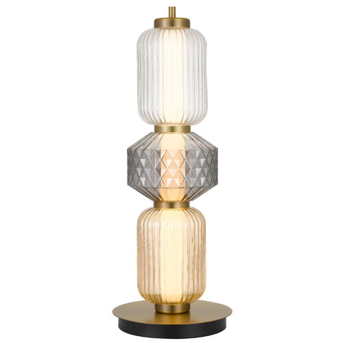 TORSO TABLE LAMP 15wLED 3000K DIM D:200 H:530 365Lm BRASS GLASS:AMBER SMOKE CLEAR