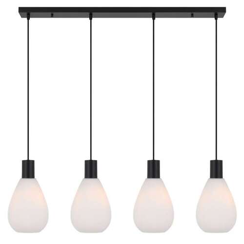 TRESOR 4 LIGHTS PENDANT 4x25wE27max D:160 H:210 TEX:2m BLACK MATT/OPAL MATT