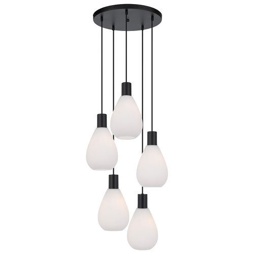TRESOR 5 LIGHT PENDANT 5x25wE27max D:160 H:210 TEX:2m BLACK MATT/OPAL MATT