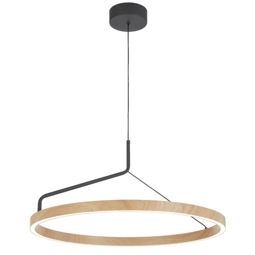 TRUVON 60 PENDANT 32wLED 3CCT 3000K_5000K 2450Lm D600 H300 cab 2M BLACK SAND/ OAK PAINTED