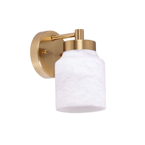 WALL Int S/M ES JAR WH Alabaster x 1 w/Brass Highlight &  RND Base OD120mm (Shade)