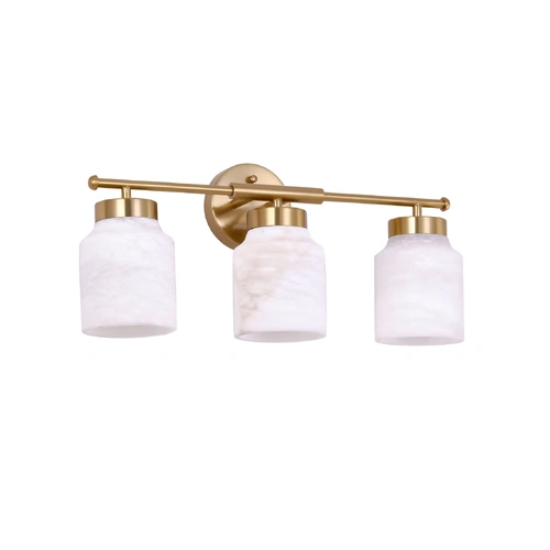 WALL Int S/M ES JAR WH Alabaster x 3 w/Brass Highlight &  RND Base OD120mm (Shade)