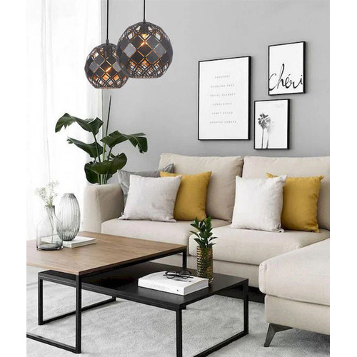 PENDANT ES Matt Blk Embossed Tiled WINE GLASS OD200mm