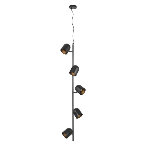 TURIN 5LT PENDANT 5x25wE14max D380 H1500 TEX 2M BLACK SATIN