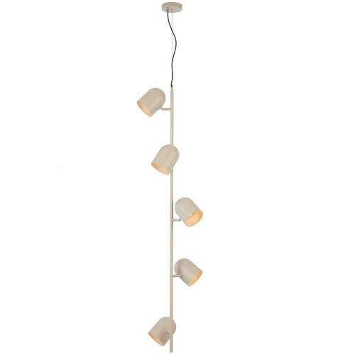 TURIN 5LT PENDANT 5x25wE14max D380 H1500 TEX 2M KHAKI SATIN RAL1019