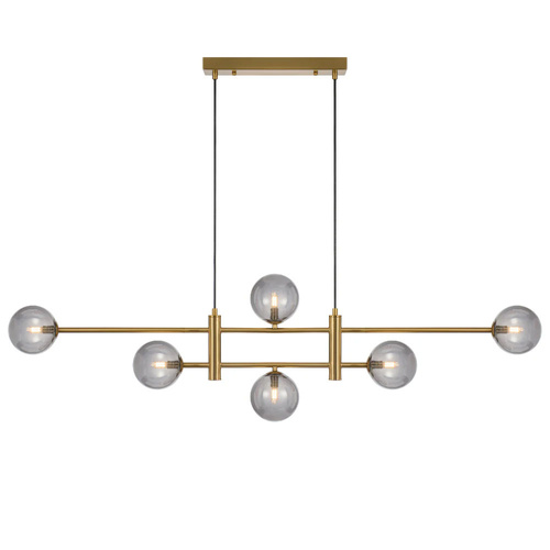 TYSON 6LT PENDANT 6x6wG9max KIT L1300 W120 H355 CAB2m ANT GOLD/ SMOKE