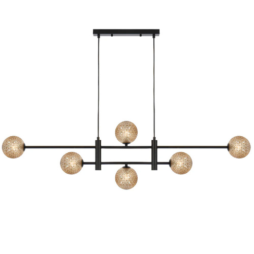 TYSON 6LT PENDANT 6x6wG9max KIT L1300 W120 H355 CAB2m BLACK / AMBER TEAR PATTERN