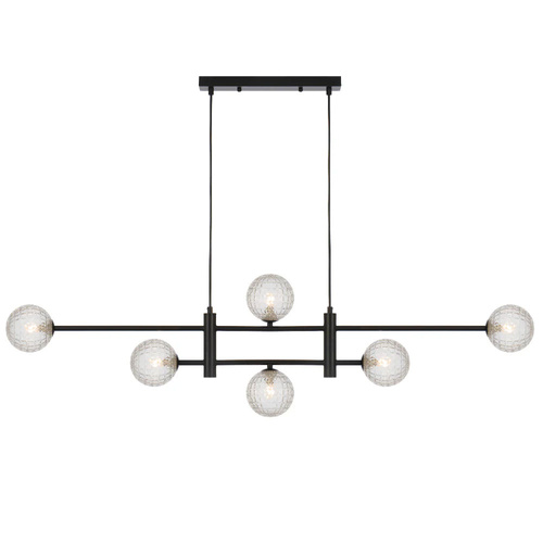 TYSON 6LT PENDANT 6x6wG9max KIT L1300 W120 H355 CAB2m BLACK / CLEAR PRISM PATTERN