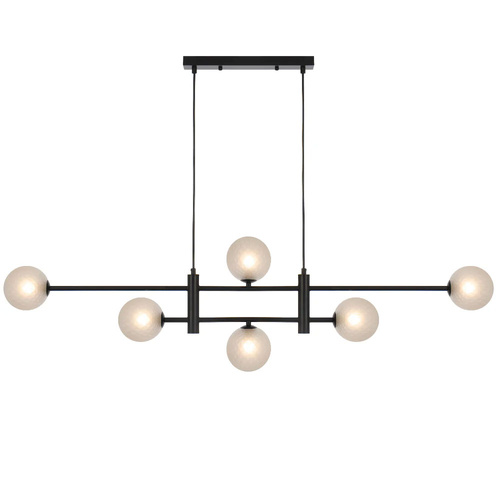 TYSON 6LT PENDANT 6x6wG9max KIT L1300 W120 H355 CAB2m BLACK / FROST TEAR PATTERN