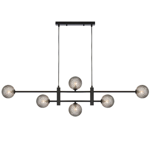 TYSON 6LT PENDANT 6x6wG9max KIT L1300 W120 H355 CAB2m BLACK / SMOKE TEAR PATTERN