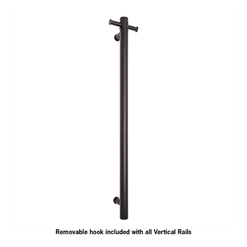Thermorail Straight/Round Non-Heated Vertical Bar 900x142x100mm With Optional Hook - Matt Black