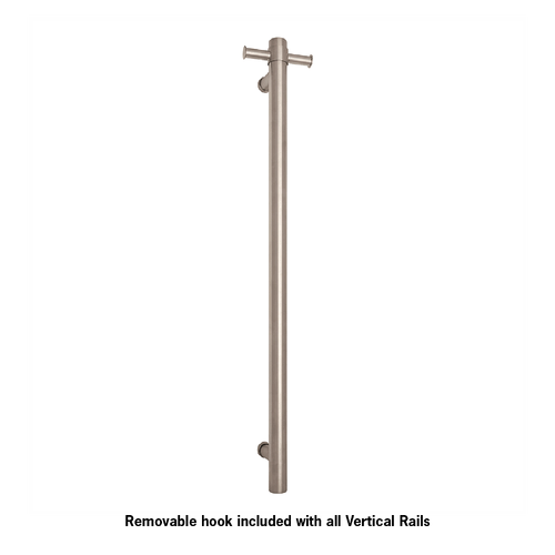 Thermorail Straight/Round Non-Heated Vertical Bar 900x142x100mm With Optional Hook - Brushed Stainless
