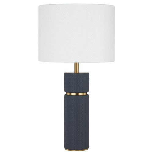 VALDA TABLE LAMP 25wE27max D:280 H:530 INLINE SWITCH BLUE / ANT  GOLD /IVORY LINEN