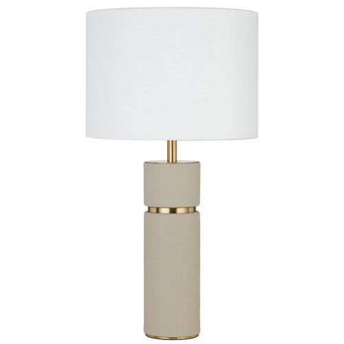 VALDA TABLE LAMP 25wE27max D:280 H:530 INLINE SWITCH TAUPE / ANT  GOLD /IVORY LINEN