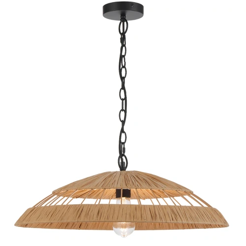 VALLEJO 60 PENDANT 25wE27 D:600 H:155 cab.2M BLACK CABLE CANOPY/ NATURAL