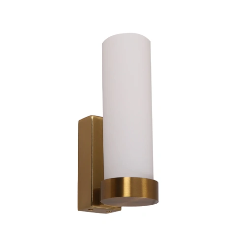 WALL Int S/M UP ES TUBULAR Opal Glass w/Brass Highlight & RECT Base OD60mm