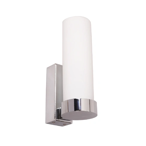 WALL Int S/M UP ES TUBULAR Opal Glass w/Chrome Highlight & RECT Base OD60mm