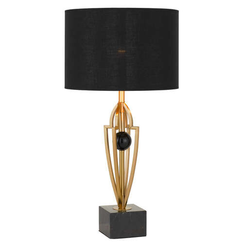 VARDO TABLE LAMP 25wE27max D:350 H:700 Inline Switch BLACK / ANTIQUE GOLD