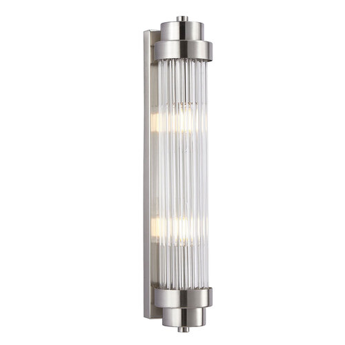 Wall Int S/M 2 x SES Up/Dn CLR Glass Rod w/ Satin Chrome Base