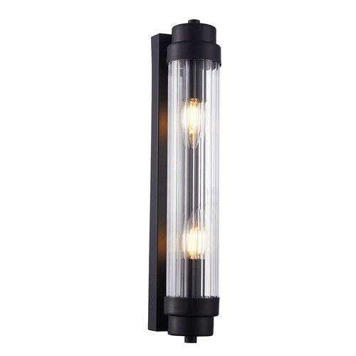 Wall Int S/M 2 x SES Up/Dn CLR Glass Rod w/ Black Base