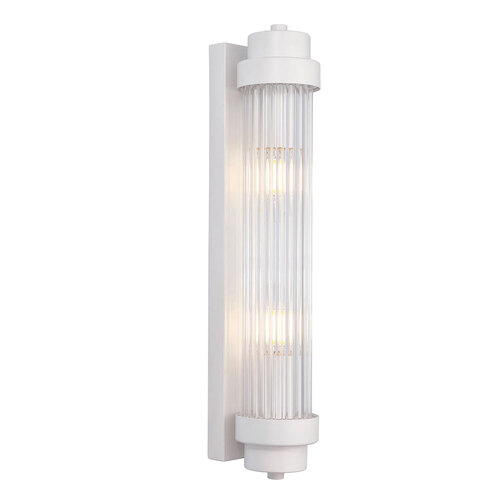 Wall Int S/M 2 x SES Up/Dn CLR Glass Rod w/ White Base